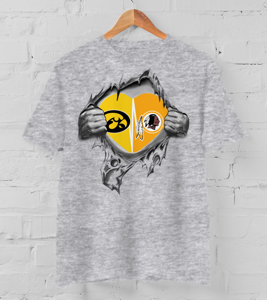 Iowa Hawkeyes Redskins Heart Tear Logo Battle T-Shirt