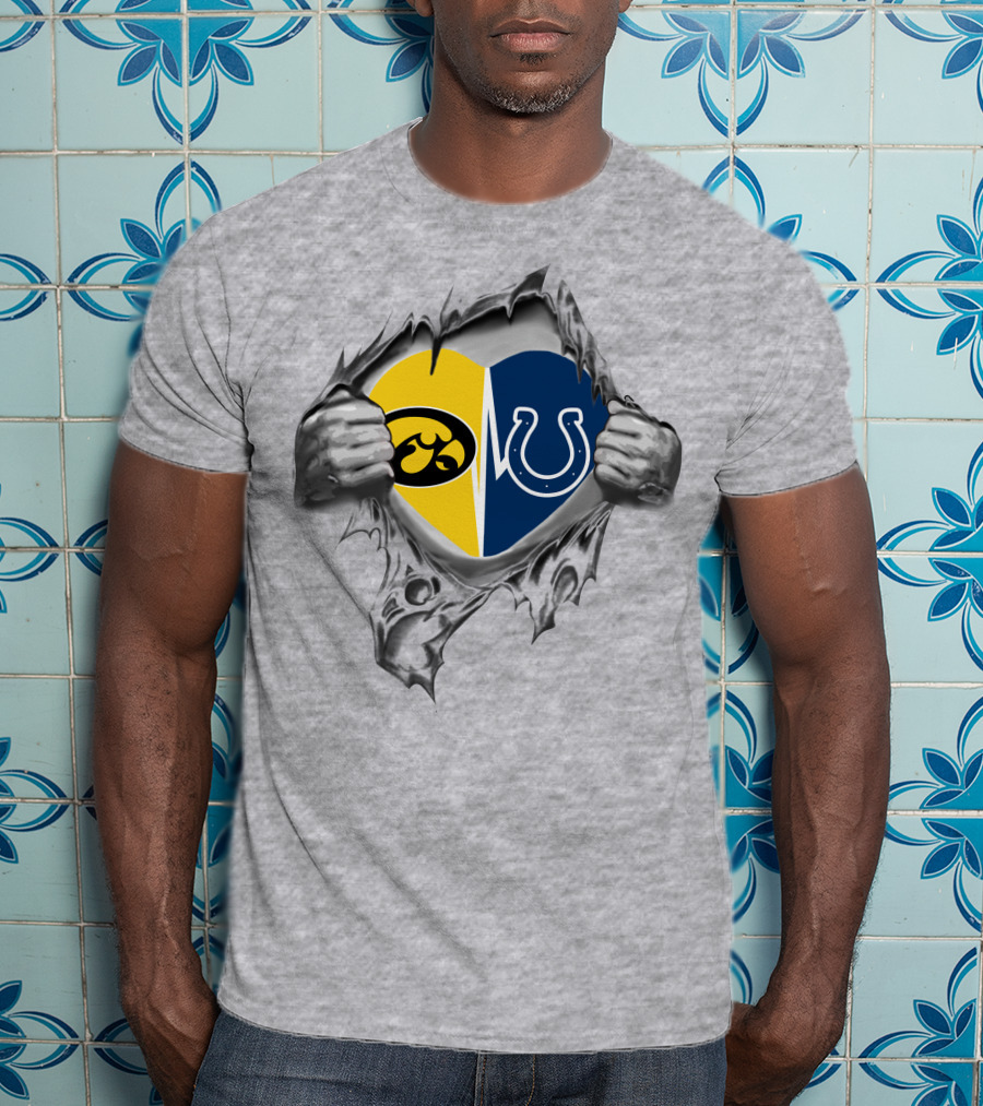 Iowa Hawkeyes Colts Heart Split Fan Loyalty T-Shirt