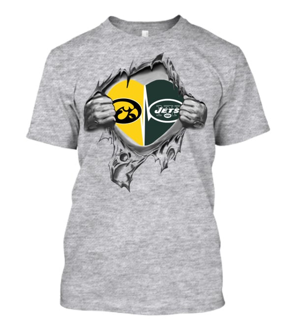 Iowa Hawkeyes Jets Rivalry Clash Logo Heart Frame T-Shirt