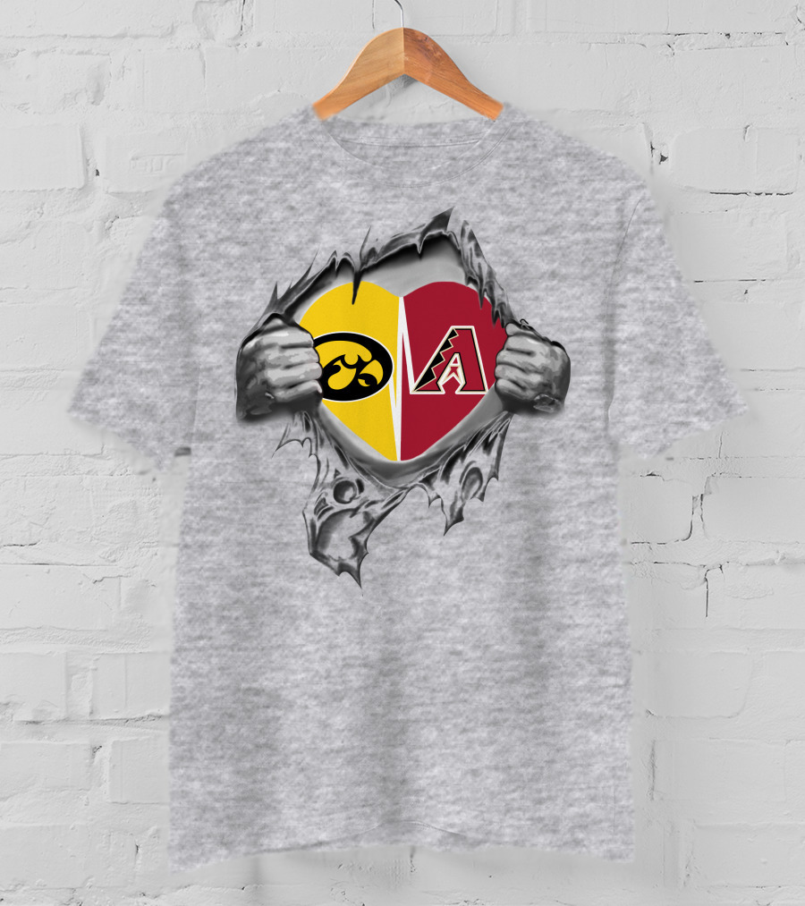 Iowa Hawkeyes Arizona Diamondbacks Heart Logo Mashup T-Shirt