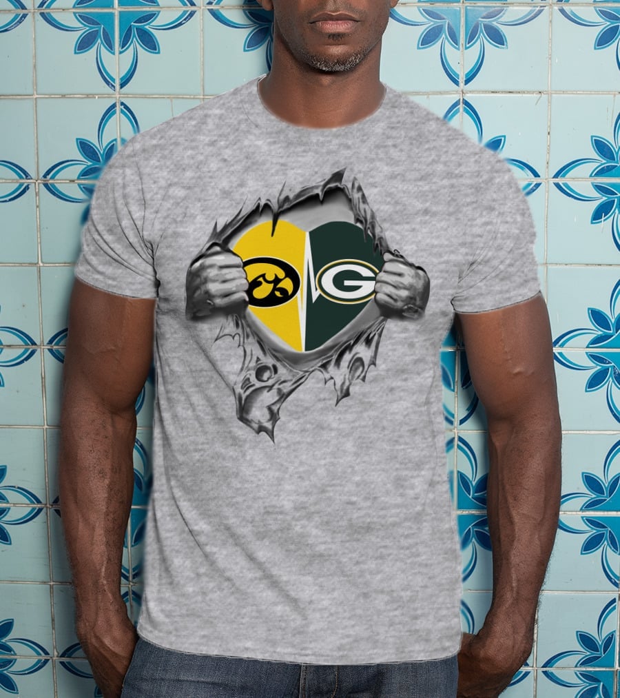 Iowa Hawkeyes Packers Rivalry Heart T-Shirt