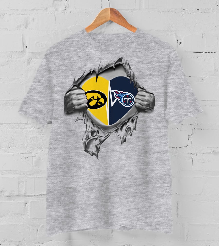 Iowa Hawkeyes Vs Titans Heart Logo Showdown T-Shirt