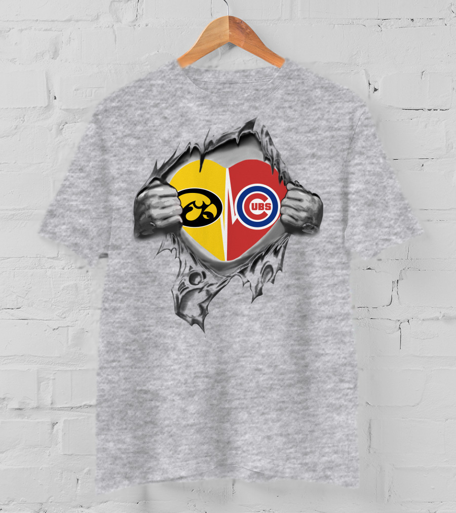 Iowa Hawkeyes Chicago Cubs Heart T-Shirt