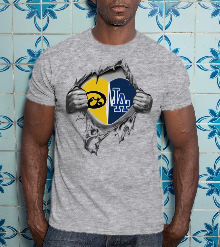 Iowa Hawkeyes La Dodgers Heart Fusion T-Shirt