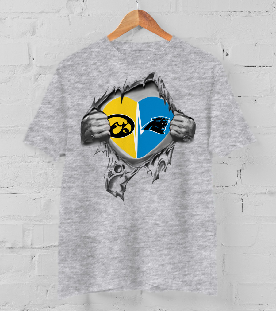Iowa Hawkeyes Versus Carolina Panthers Heart T-Shirt