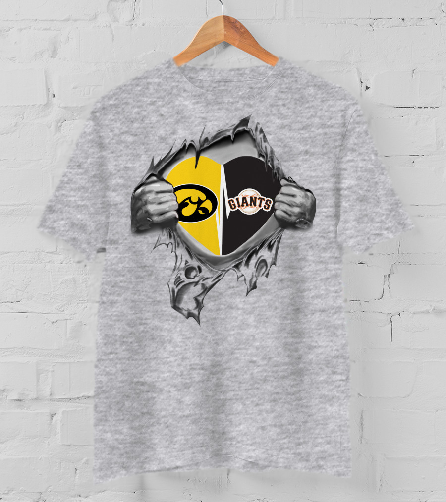 Iowa Hawkeyes San Francisco Giants Heart T-Shirt