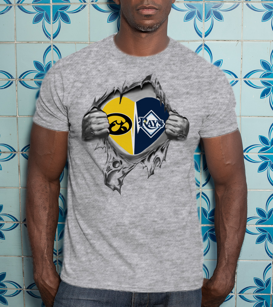Iowa Hawkeyes Heart Tampa Bay Rays Heart T-Shirt