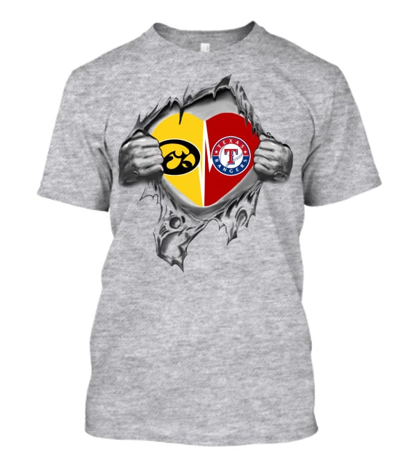 Iowa Hawkeyes Texas Rangers Heart T-Shirt