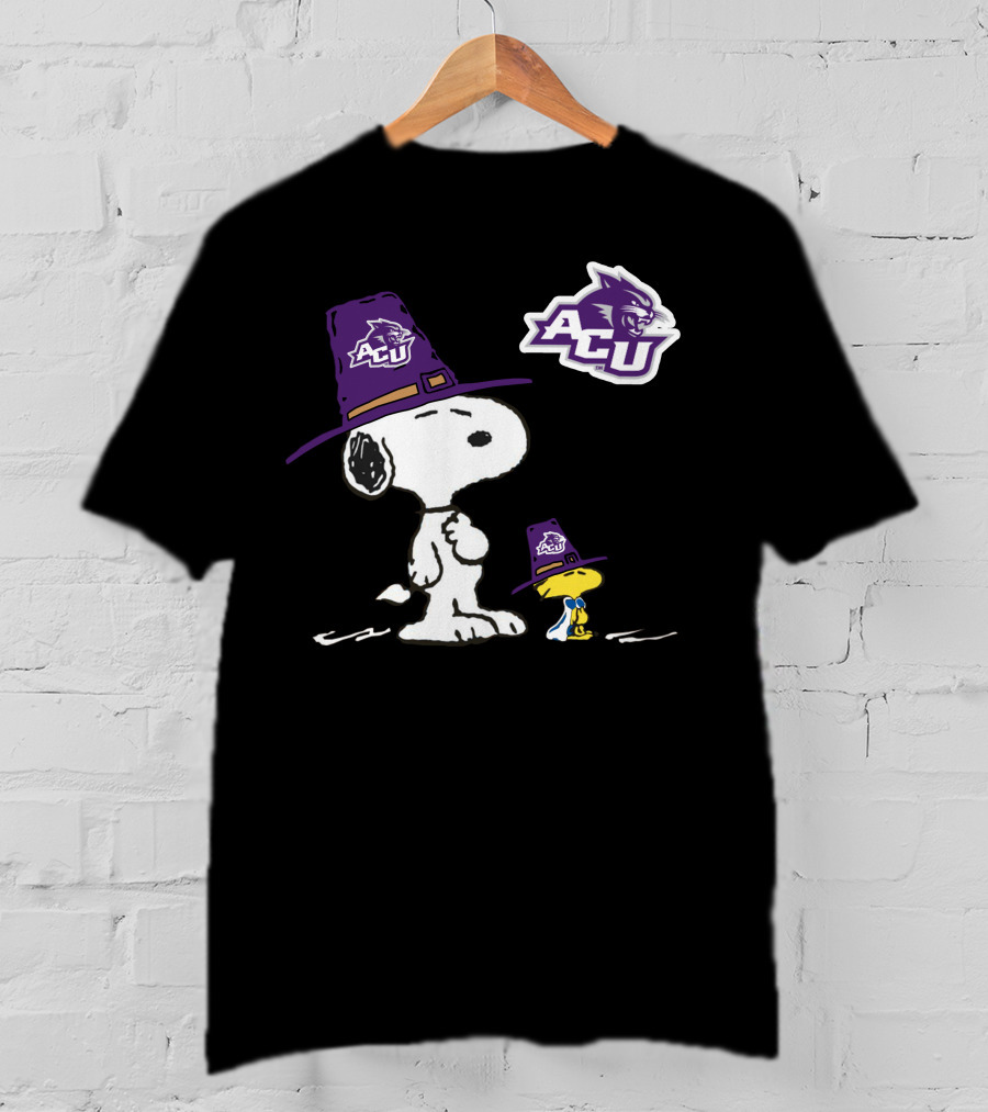 ACU Wildcats Snoopy Woodstock Pilgrim Hat T-Shirt