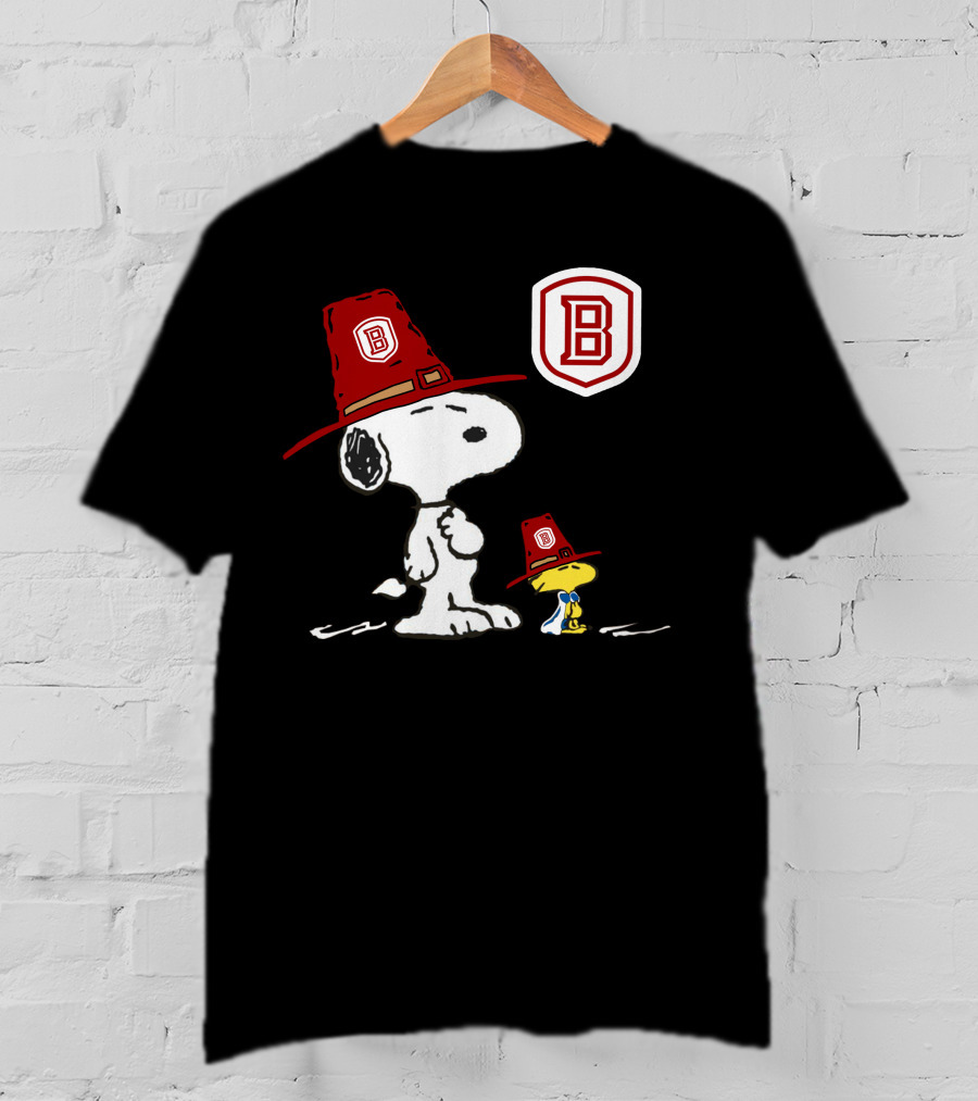 Bradley University Snoopy Woodstock With Red Hats T-Shirt