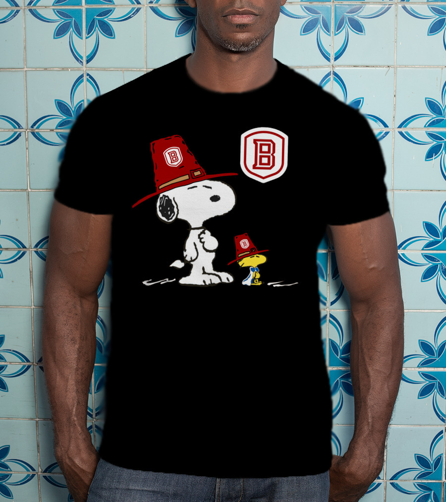 Bradley University Snoopy Woodstock With Red Hats T-Shirt