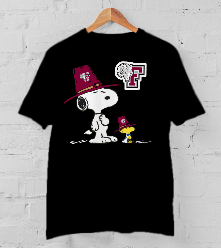 Fordham Snoopy Woodstock Maroon Hats Ram T-Shirt
