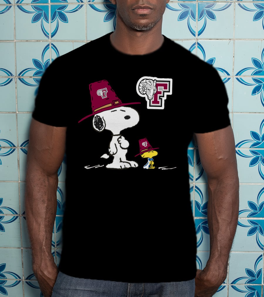 Fordham Snoopy Woodstock Maroon Hats Ram T-Shirt