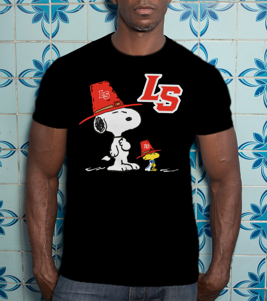 LS La Salle Snoopy And Woodstock With Red Hats T-Shirt