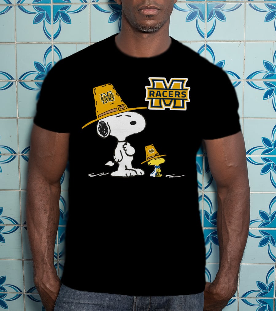 Murray State Racers Snoopy And Woodstock Pilgrim Hats T-Shirt