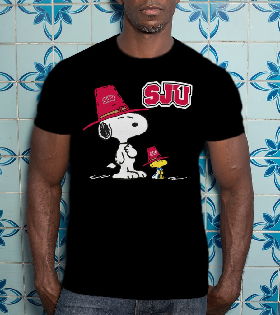 Snoopy SJU Red Hat With Woodstock T-Shirt