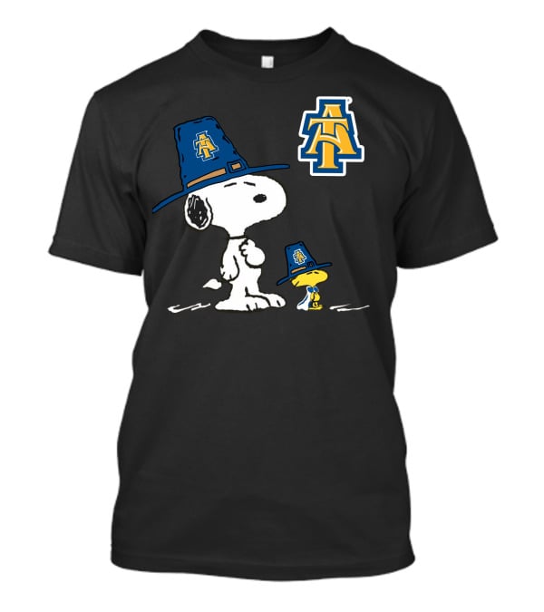 NC A&T Snoopy Woodstock Pilgrim Hat T-Shirt