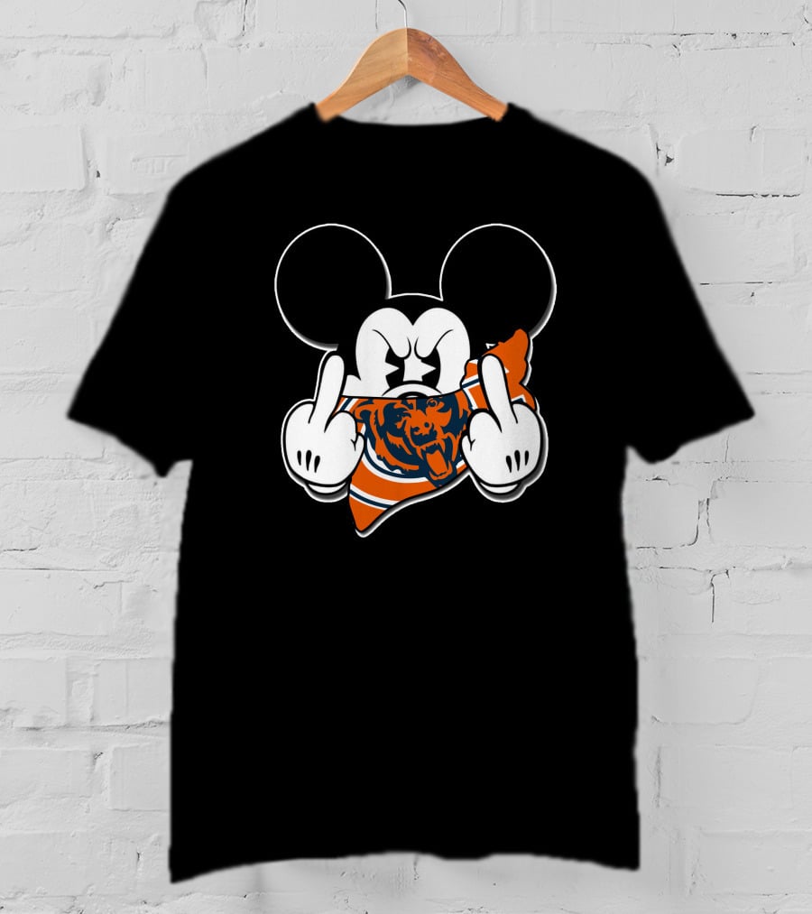 Mickey Mouse Chicago Bears Middle Finger Gesture T-Shirt