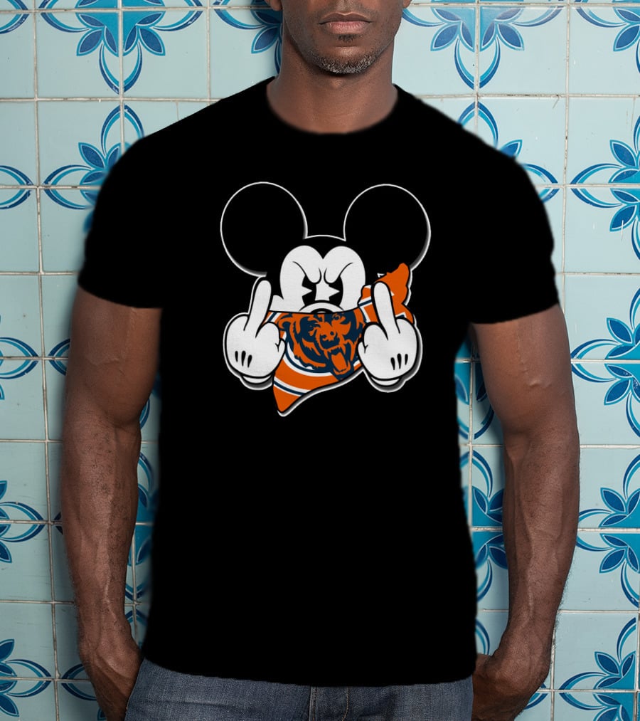 Mickey Mouse Chicago Bears Middle Finger Gesture T-Shirt