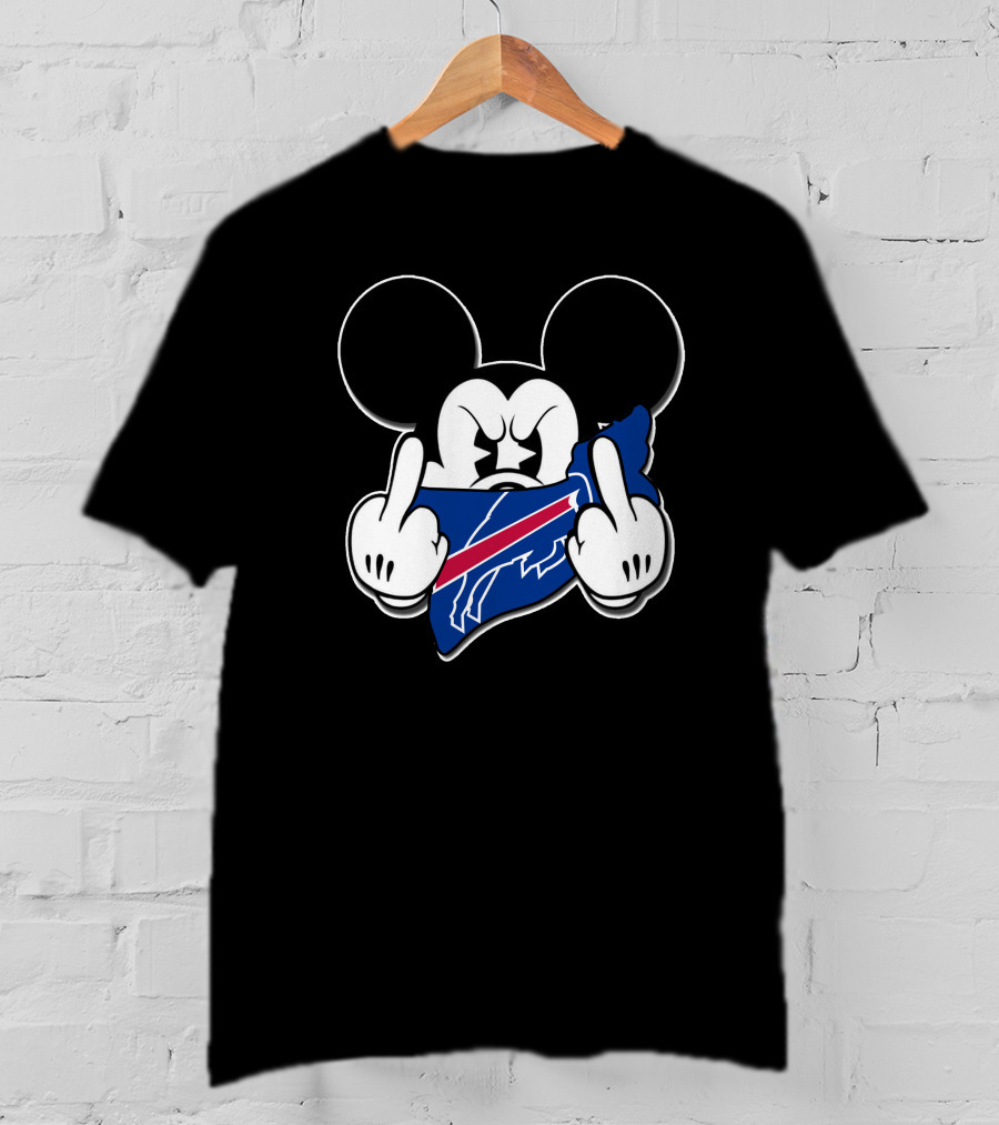 Mickey Mouse Middle Finger Gesture Buffalo Bills T-Shirt