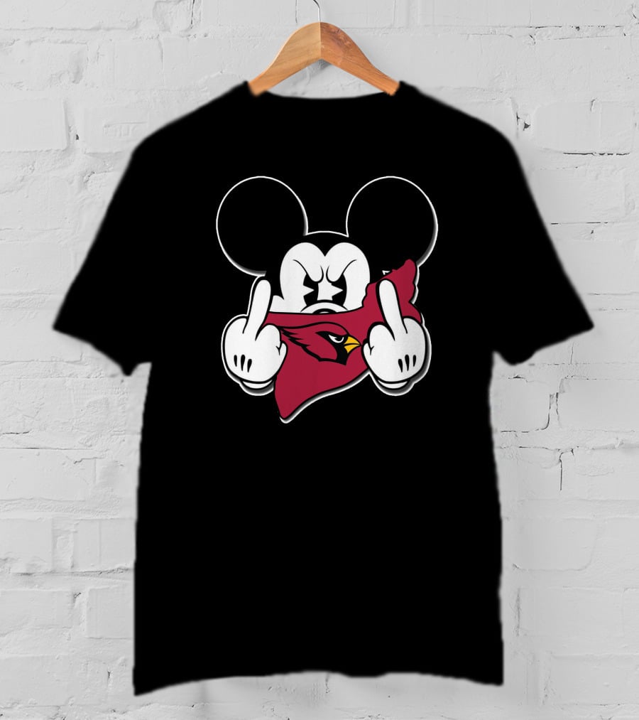 Mickey Mouse Angry Gesture With Cardinals T-Shirt