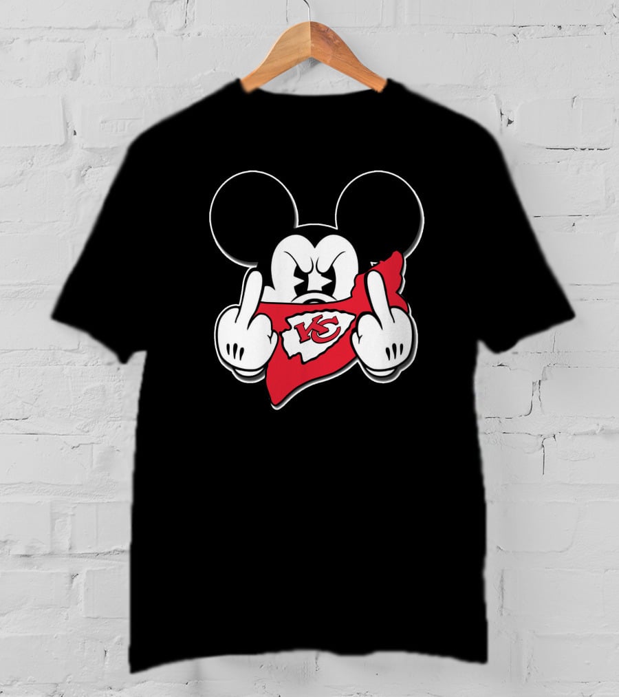 Mickey Mouse Chiefs Kc Red Bandana Gesture T-Shirt