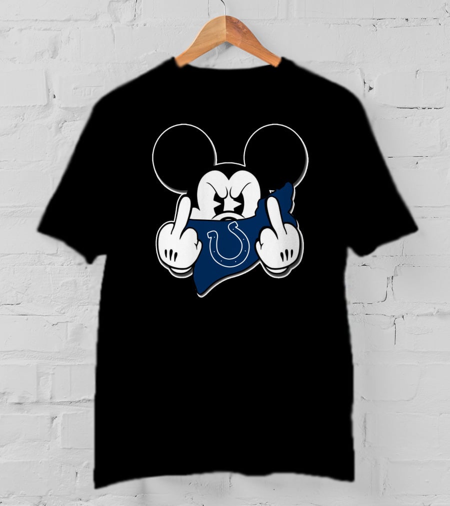 Mickey Mouse Angry Gesture Colts Blue Horseshoe Bandana T-Shirt