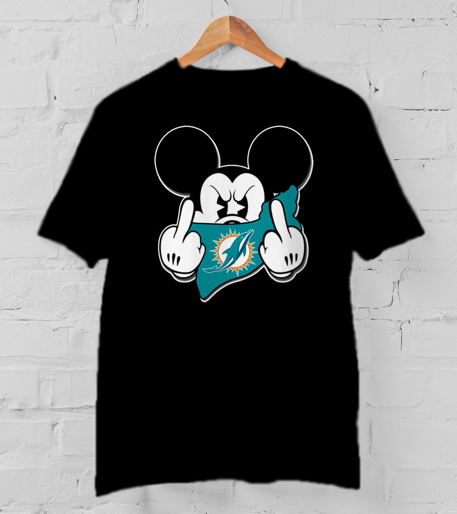 Mickey Mouse Miami Dolphins Logo Gesture T-Shirt