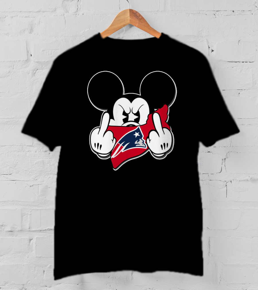 Mickey Mouse Patriots Middle Finger Gesture T-Shirt