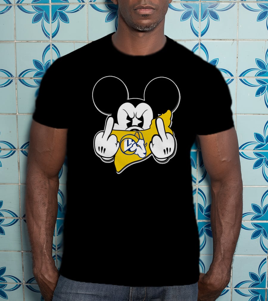 Mickey Mouse Angry Rams Logo Gesture T-Shirt