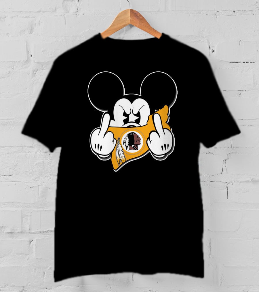 Mickey Mouse Washington Redskins Middle Finger Gesture T-Shirt