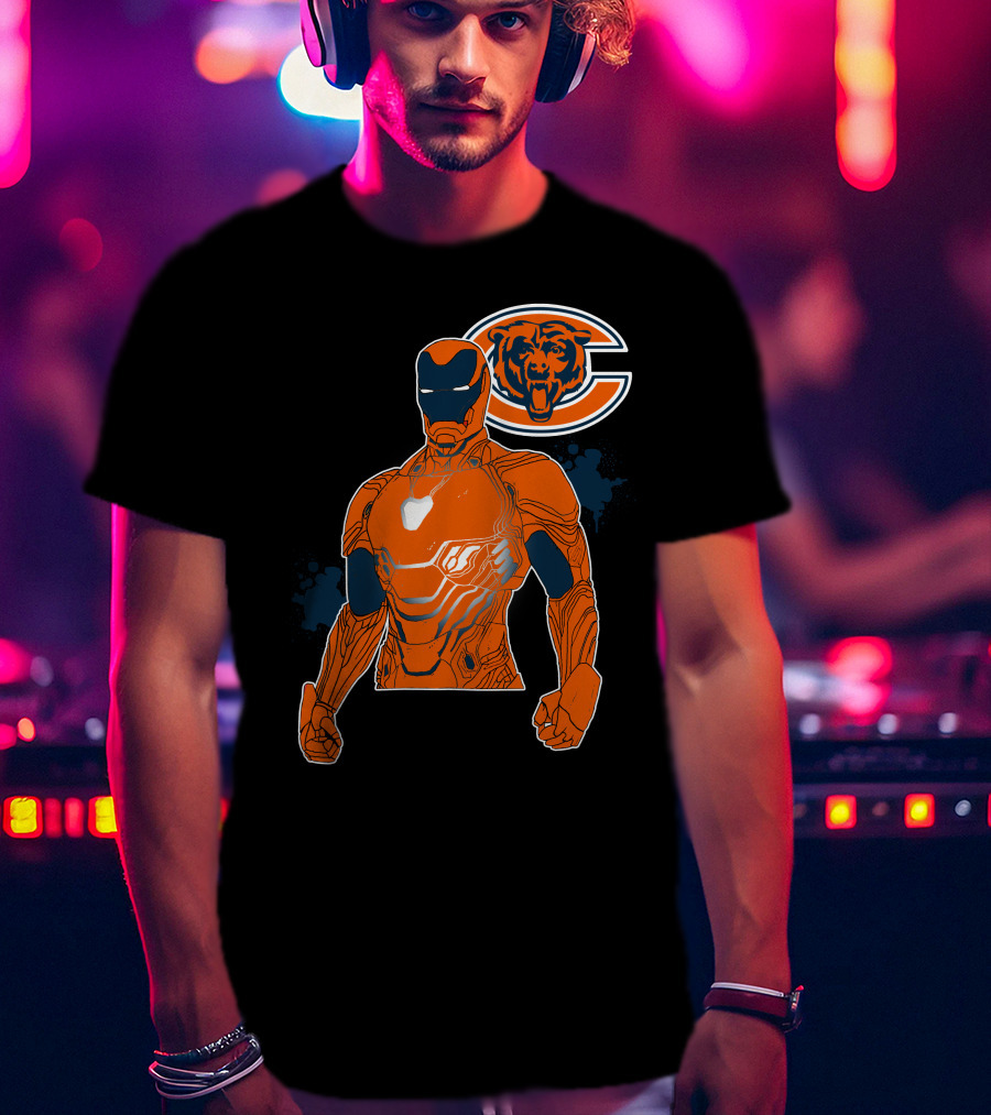 Iron Man Chicago Bears Nfl Crossover T-Shirt