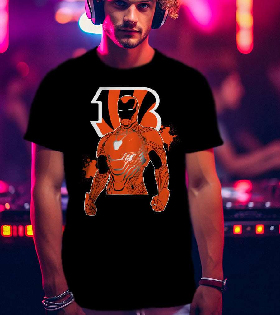 Iron Man Bengals Nfl Crossover Football T-Shirt