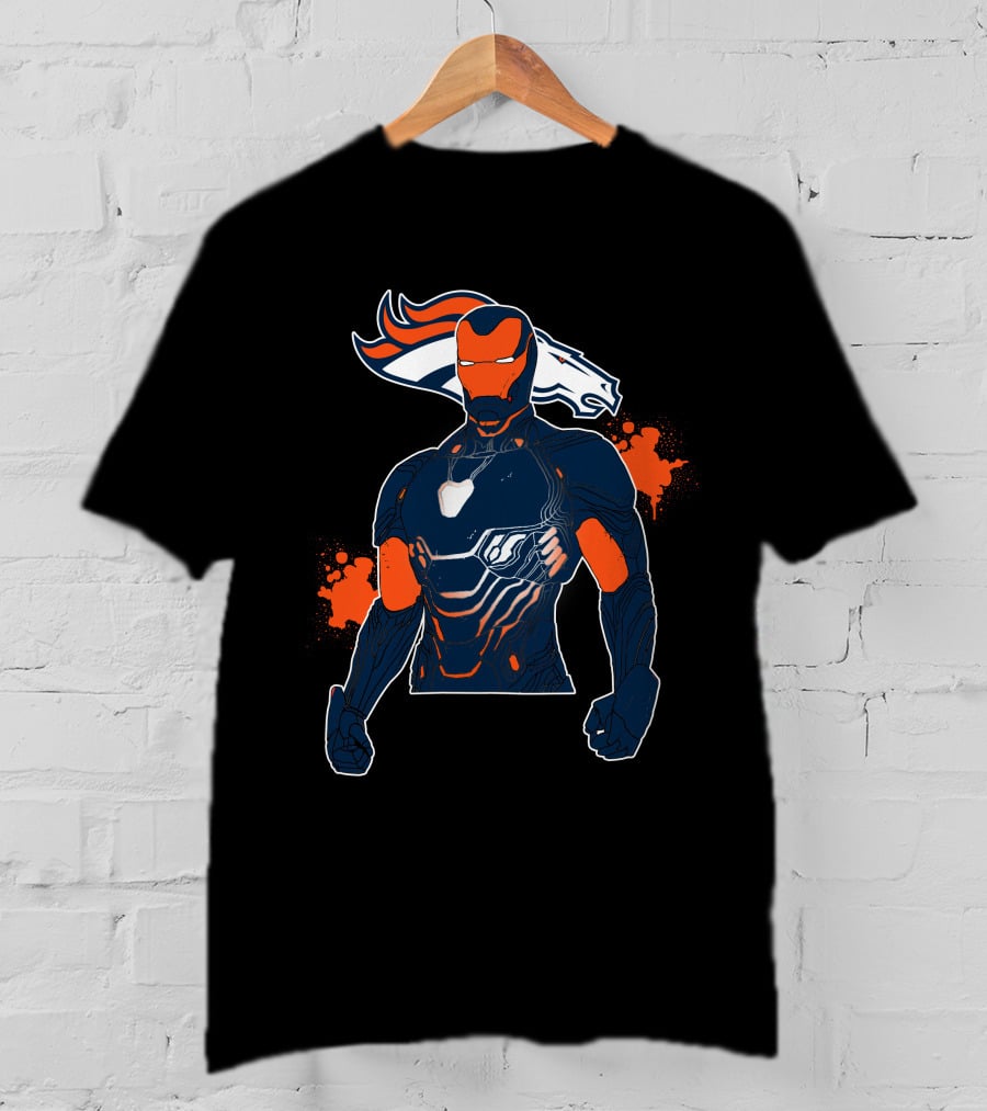 Iron Man Denver Broncos Crossover Marvel Nfl Fan T-Shirt