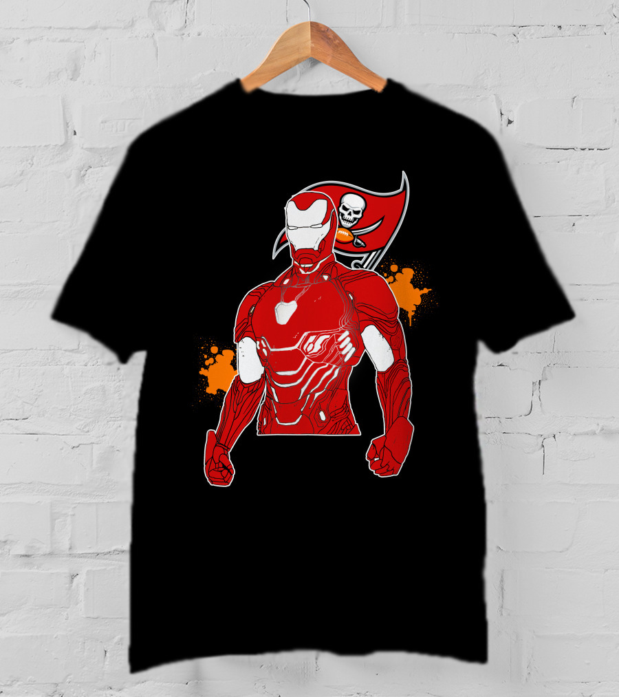 Iron Man Buccaneers Crossover With Skull Flag And Helmet T-Shirt