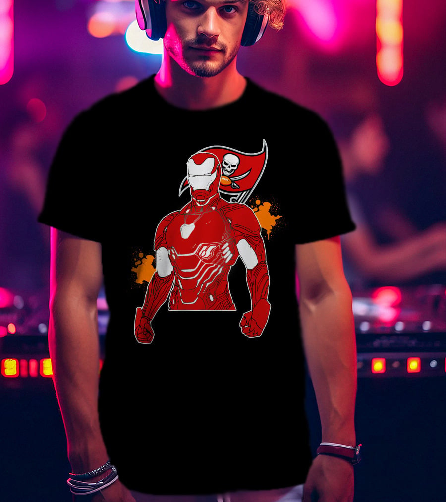 Iron Man Buccaneers Crossover With Skull Flag And Helmet T-Shirt
