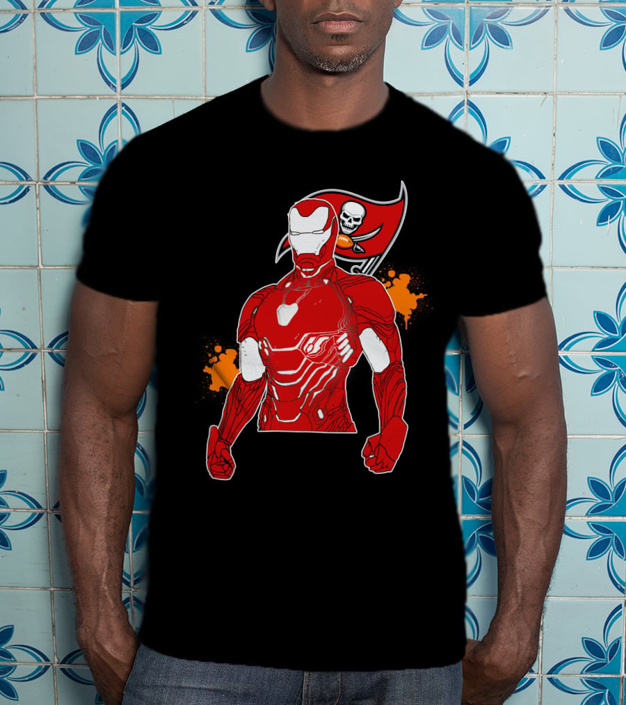 Iron Man Buccaneers Crossover With Skull Flag And Helmet T-Shirt