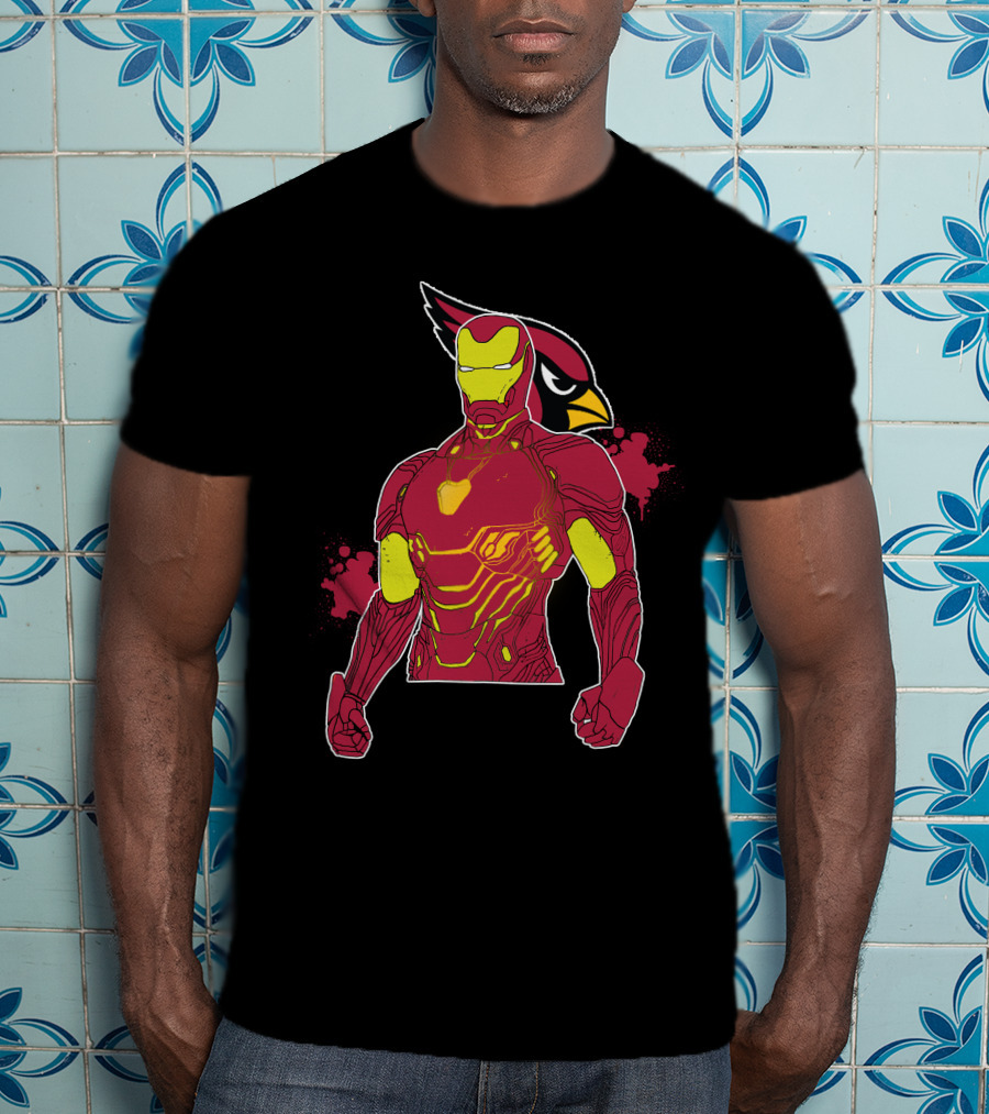 Iron Man Marvel Superhero Meets Arizona Cardinals Nfl Crossover T-Shirt