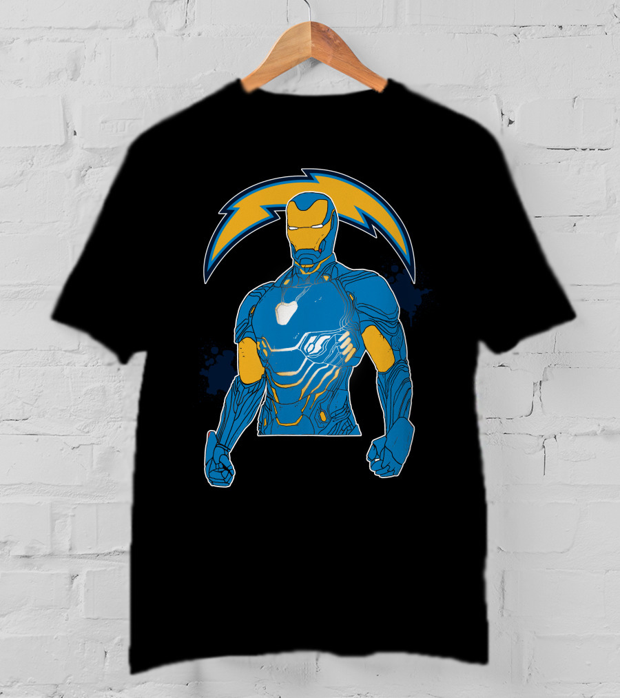 Iron Man Chargers Superhero Fusion T-Shirt