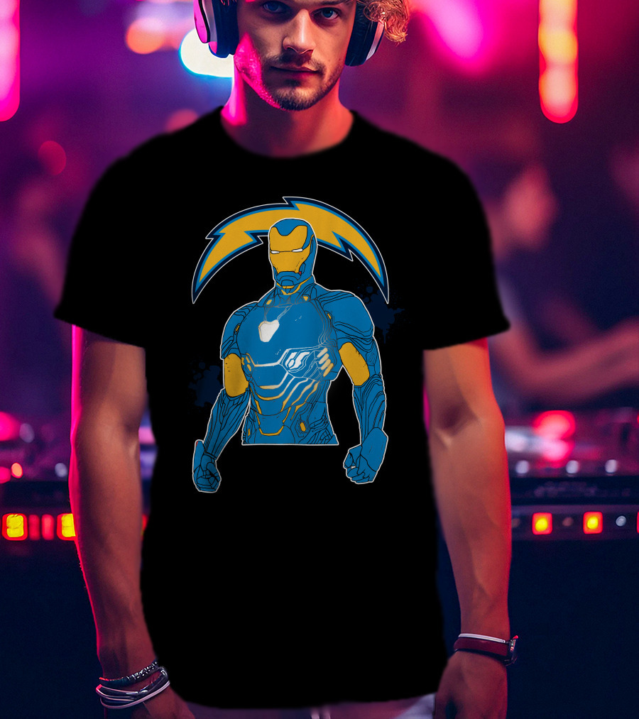 Iron Man Chargers Superhero Fusion T-Shirt