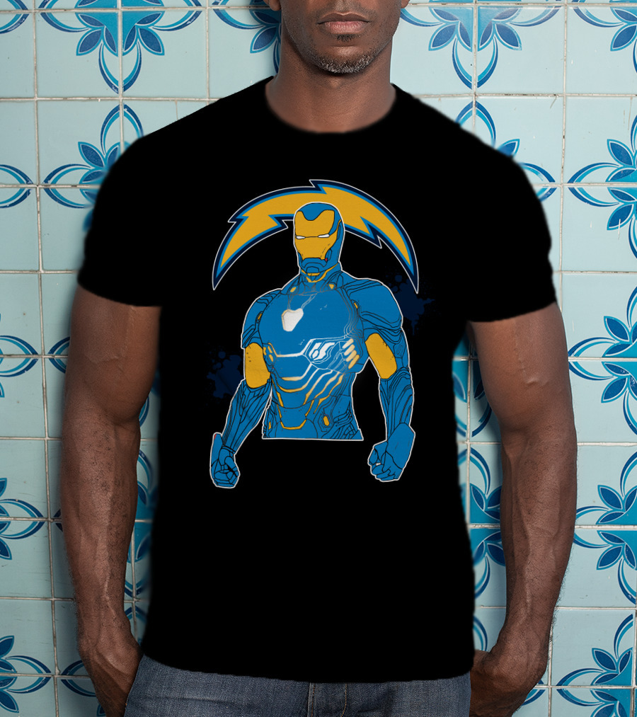 Iron Man Chargers Superhero Fusion T-Shirt