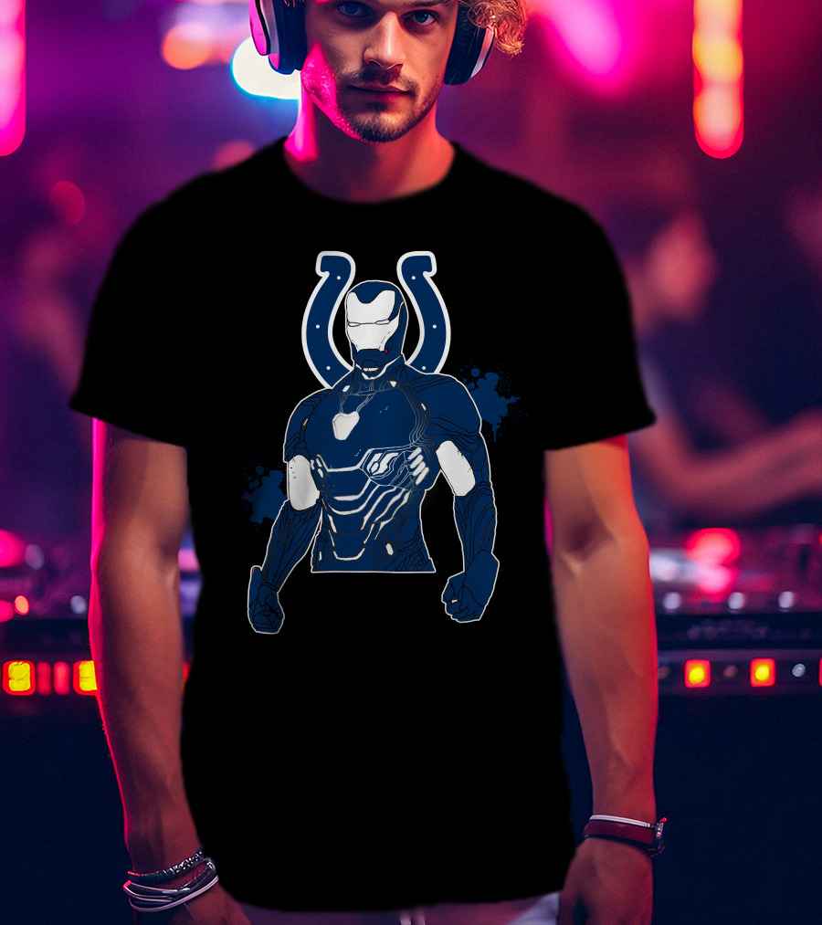 Iron Man Colts Mashup Nfl Character Crossover T-Shirt