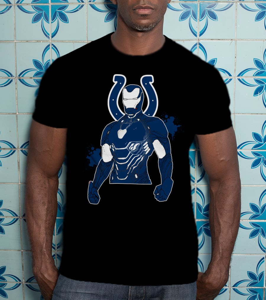 Iron Man Colts Mashup Nfl Character Crossover T-Shirt