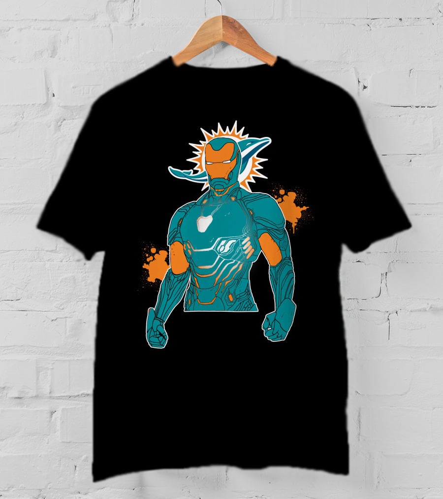 Miami Dolphins Iron Man Crossover T-Shirt