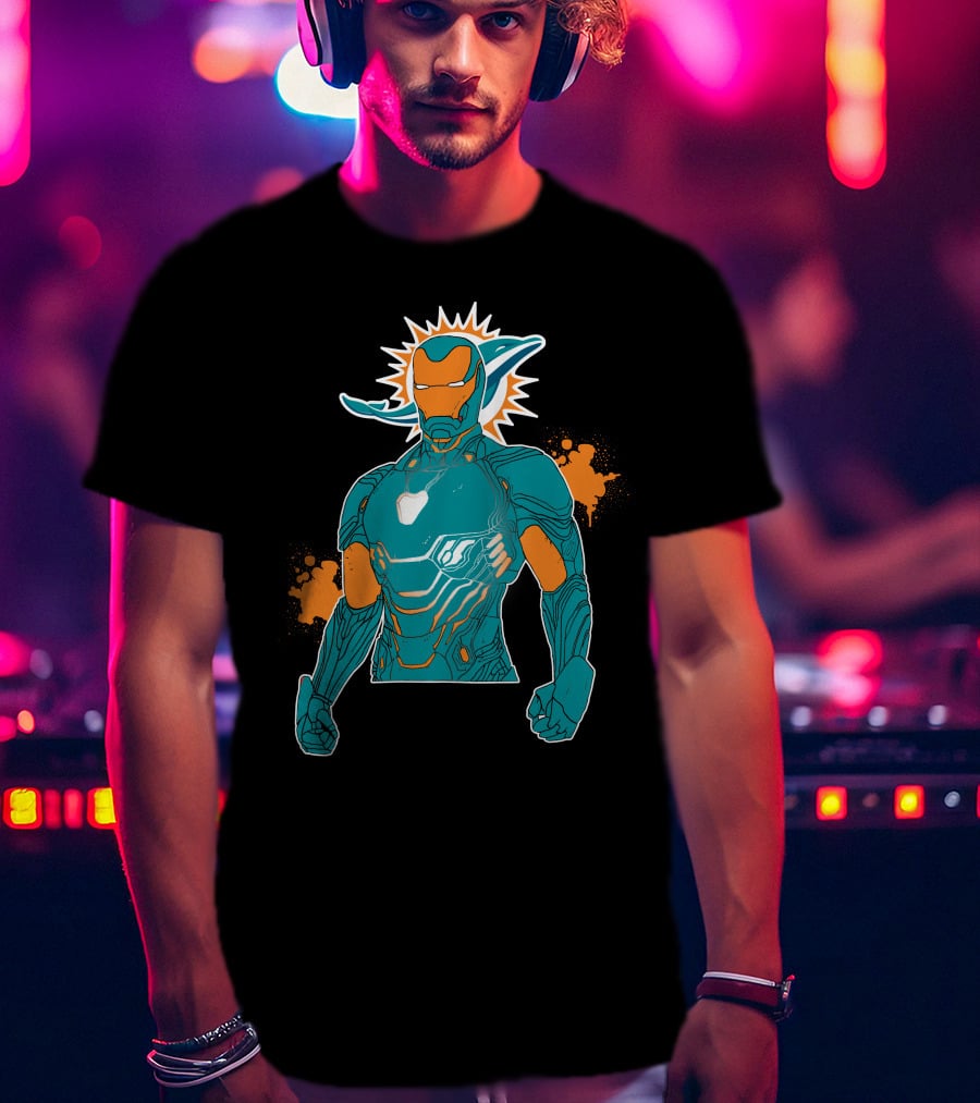Miami Dolphins Iron Man Crossover T-Shirt