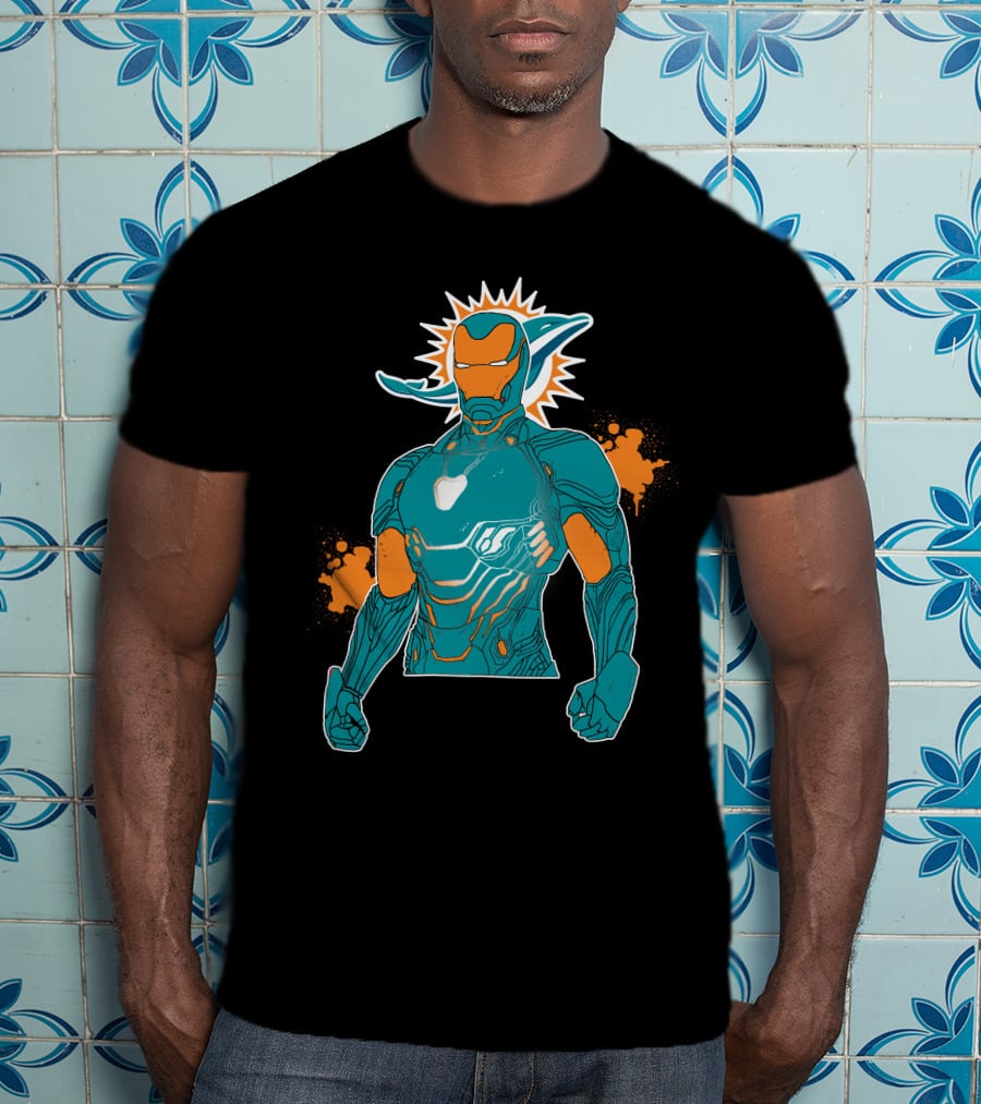 Miami Dolphins Iron Man Crossover T-Shirt