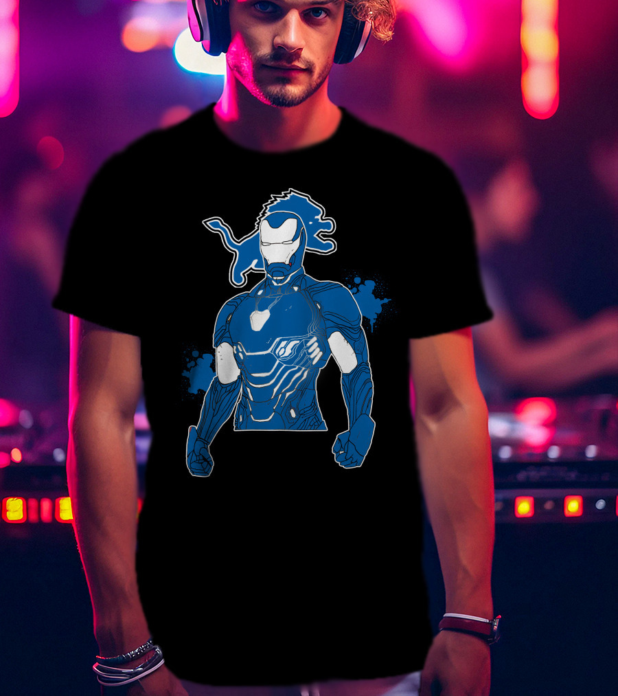 Iron Man Detroit Lions Nfl Crossover T-Shirt
