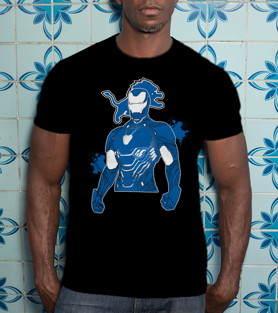 Iron Man Detroit Lions Nfl Crossover T-Shirt