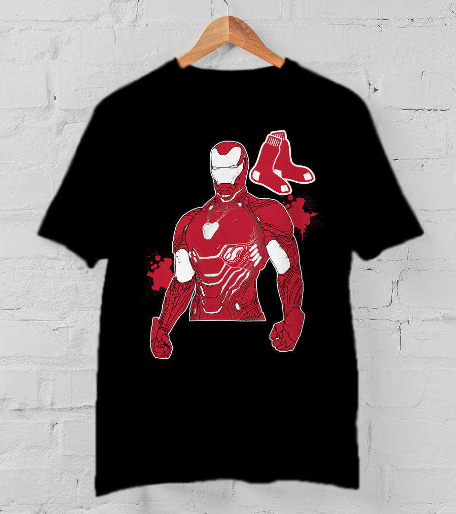 Iron Man Boston Red Sox Crossover Iconic Marvel Mlb Fusion T-Shirt