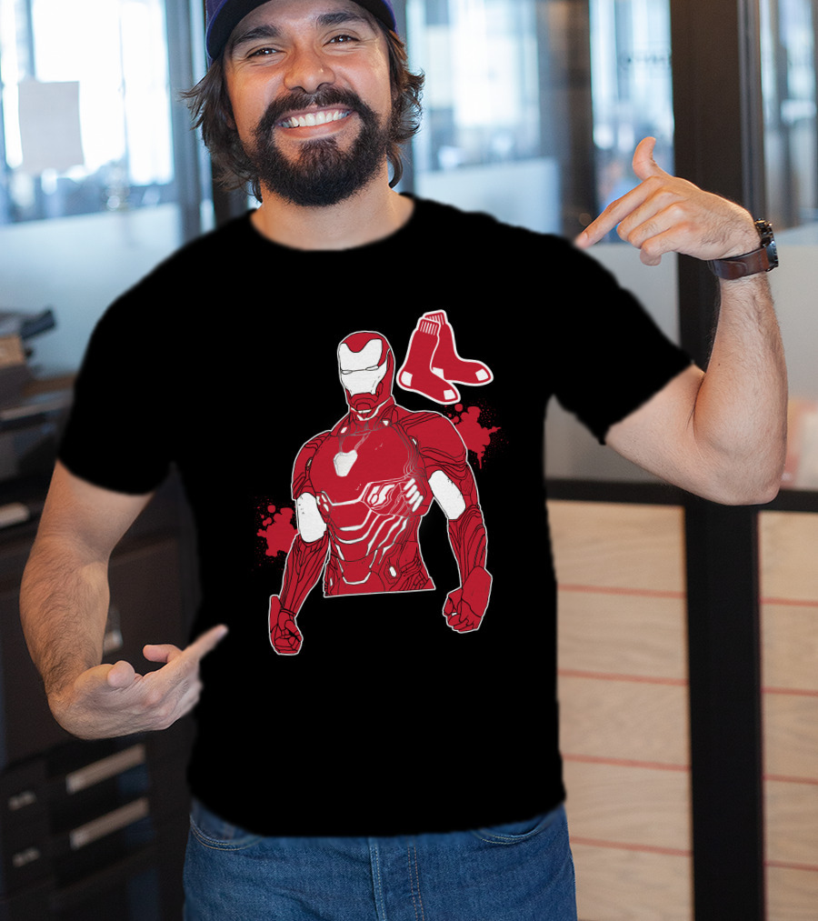 Iron Man Boston Red Sox Crossover Iconic Marvel Mlb Fusion T-Shirt